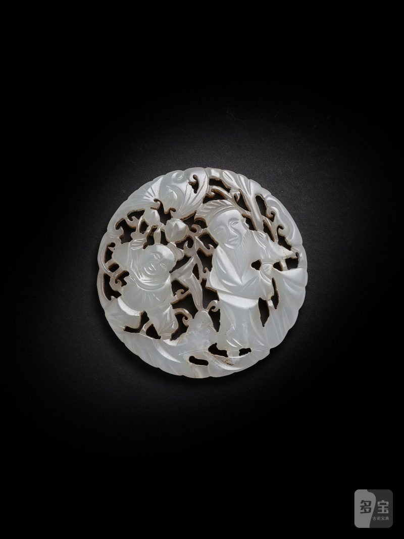 白玉鏤雕人物圖牌 | A WHITE JADE 'SAGE AND BOY' PLAQUE - 图4
